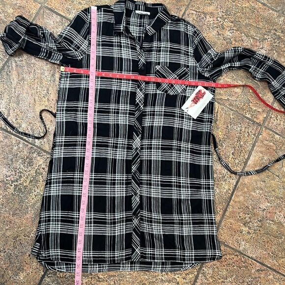 BLL Nyc Woman’s Large Black White Plaid Dress Button Front Tie Belt Pocket New - Picture 11 of 11